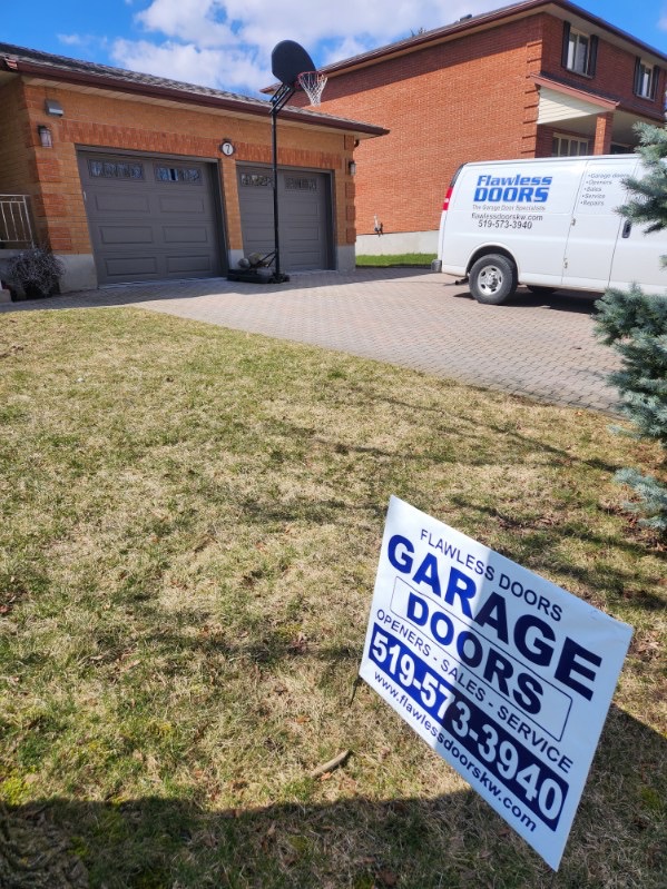 Garage door repair completed by Flawless Doors in Waterloo Ontario.